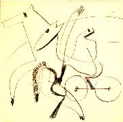 Harnessed team - Pen in ink, Ernst Ludwig Kirchner